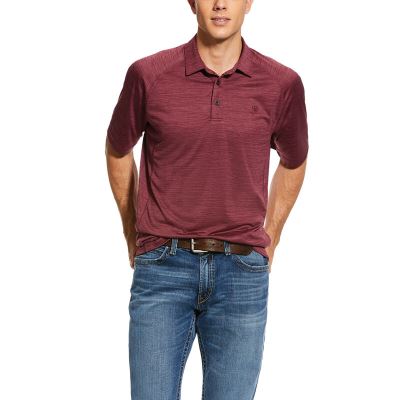 Ariat Western: Charger Polo Hombre - Burdeos (HELJZ8623)